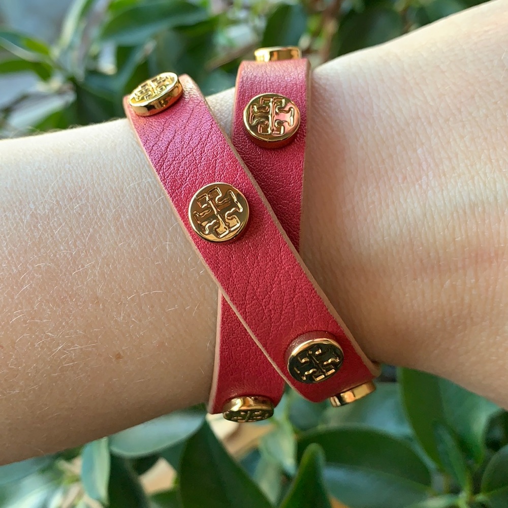 Tory Burch double wrap  logo stud bracelet